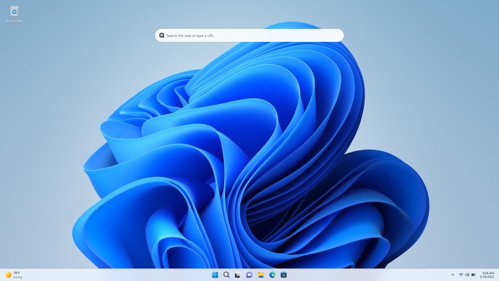 In Windows 11, a search bar appeared on the desktop