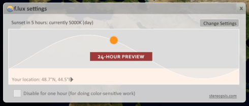 The brightness of the screen on a laptop together with F.lux &#8212; the utility of automatic adaptation of the brightness of the screen