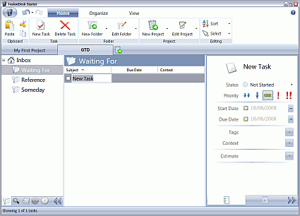 Managing the GTD Task List using FusionDesk Starter