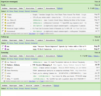 Optimize screen usage: multi-panel Gmail, screenshot of the screen