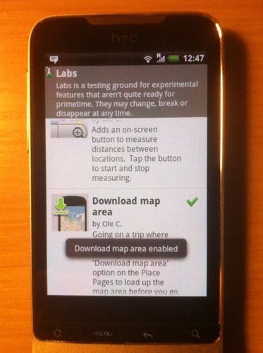 maps in the phone, how to save them for offline use