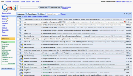 Keyboard shortcuts in web services: Gmail