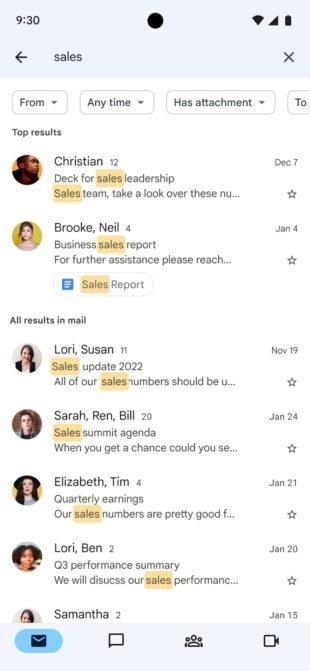 Google has added AI to the mobile Gmail search engine